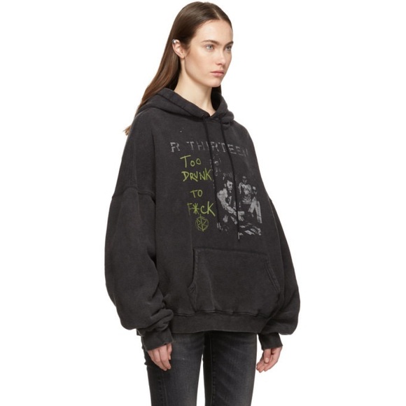 R13 Oversized too drunk Hoodie – Acid Black. Size medium - Picture 12 of 15